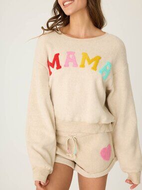 PJ Salvage 'For the Mama' Oatmeal Sweatshirt